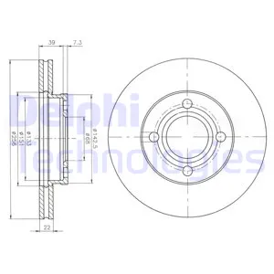 Диск тормозной передний вентилируемый 256X22 4 отверстий DELPHI BG2272