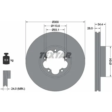 Диск тормозной передний стандартный FORD TEXTAR 92231500
