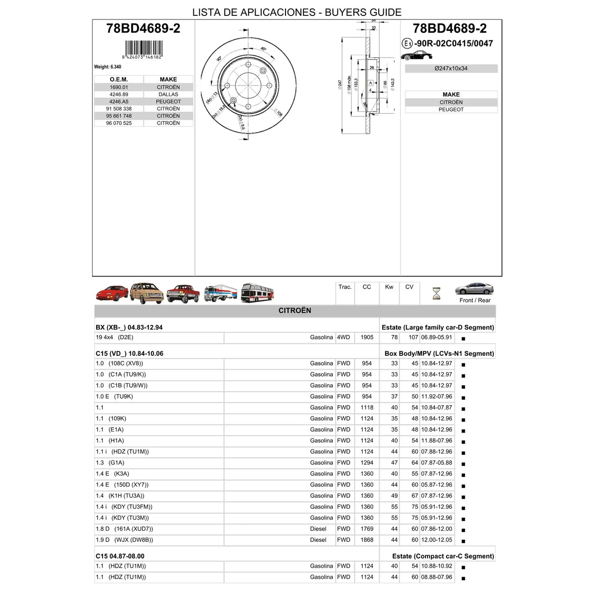 Диск тормозной задний CITROEN SAXO/ZX/PEUGEOT 106/205/309/405 ICER 78BD4689-2