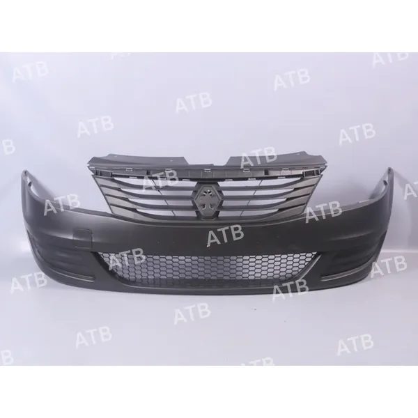 Бампер Renault Logan 1 2009-2015 рестайлинг передний под покраску с решеткой без ПТФ ATB 1ARL1016AF