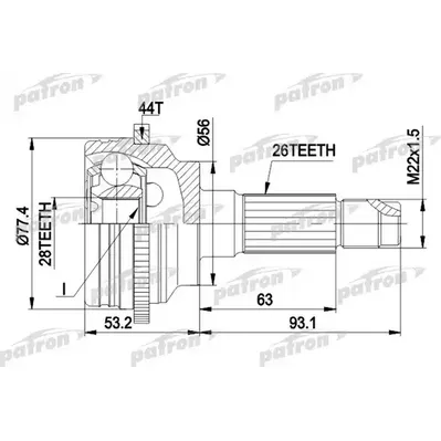ШРУС наружный с кольцом ABS 26x56x28 ABS44T MAZDA 323 F PATRON PCV1473