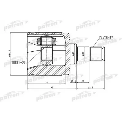 ШРУС внутренний левый 27x40x30 HONDA ACCORD CL/CN/CM 02 PATRON PCV1340