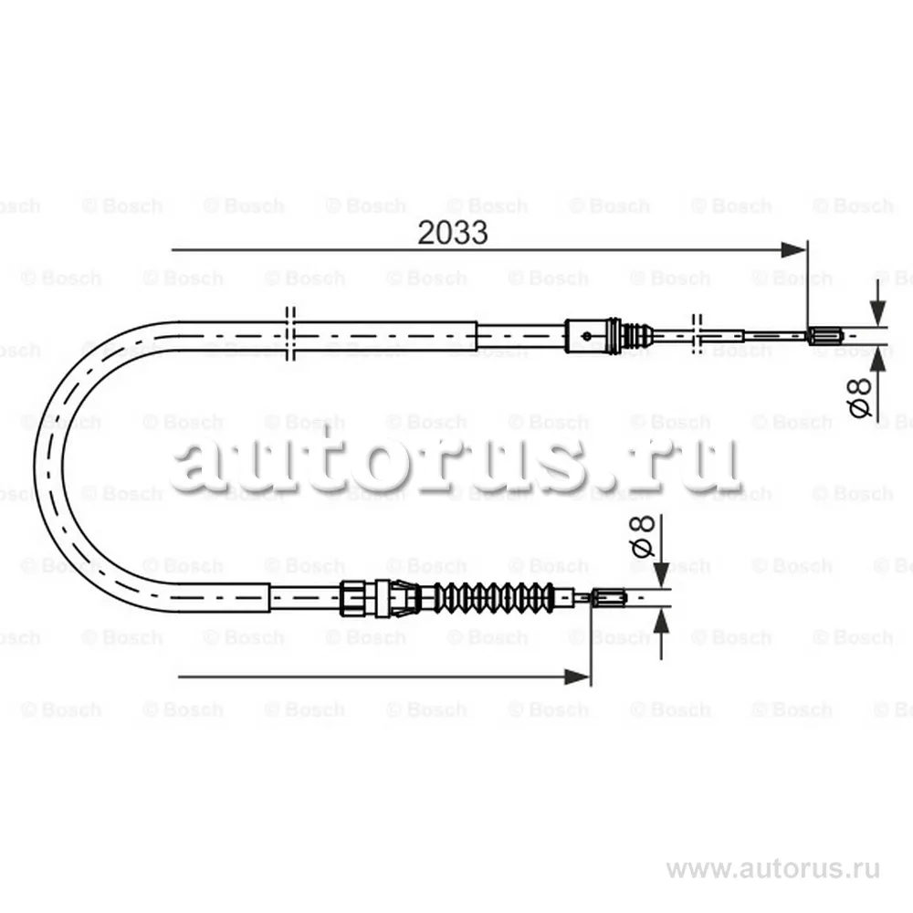 Трос ручного тормоза CITROEN C4/DS4/PEUGEOT 308 /L=2033mm BOSCH 1 987 482 190