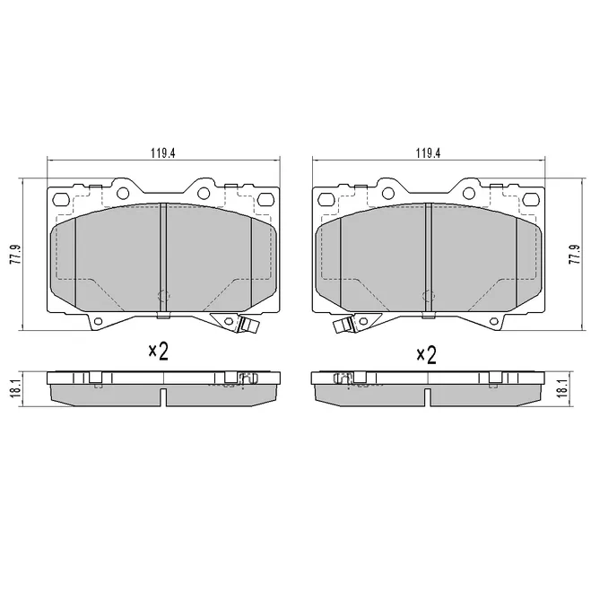 Колодки тормозные передние, в комплекте со смазкой (5гр.) Toyota Land Cruser J100 UBS BP1110041