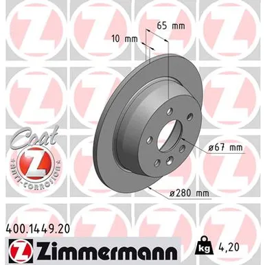 Диск тормозной ZIMMERMANN 400.1449.20
