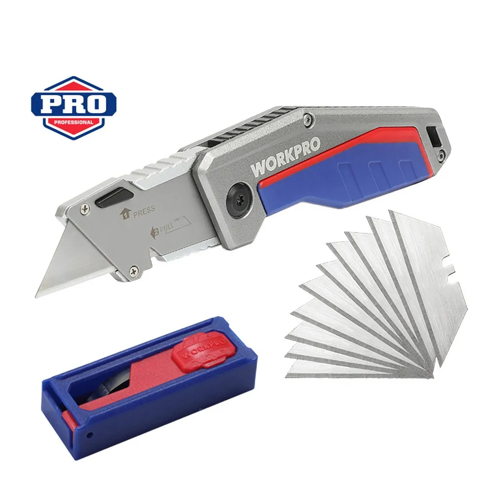 Нож универсальный складной алюминиевый со сменными лезвиями WP211012 WORKPRO WORKPRO WP211012
