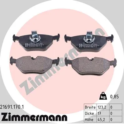Колодки тормозные задние BMW 5 (E39) 520-540 95-04 ZIMMERMANN 21691.170.1
