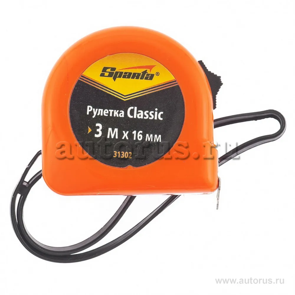 Рулетка Classic, 3 м x16 мм, пластиковый корпус SPARTA 31302