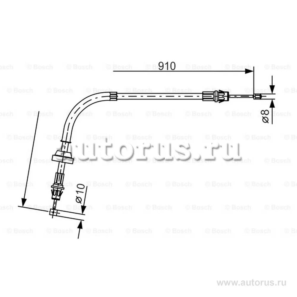 Трос ручного тормоза FORD TRANSIT 00-06 910 мм