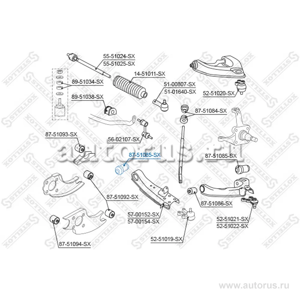 Сайлентблок нижн. рычага Hyundai H-1 &4WD 96-01 STELLOX 87-51085-SX