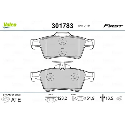 Колодки тормозные задние VALEO 301783