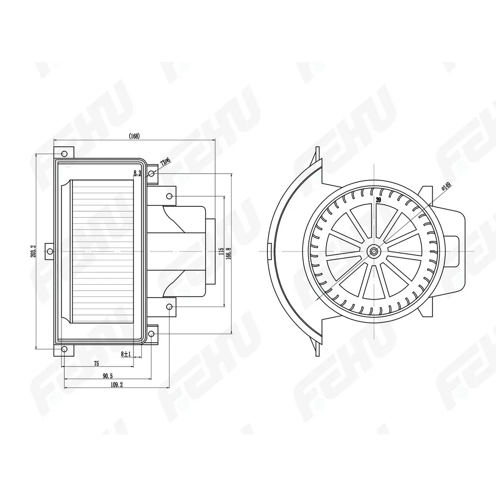 Электровентилятор отопителя VW Touareg (02-)/Audi Q7 (05-) передн. FEHU FFH1133
