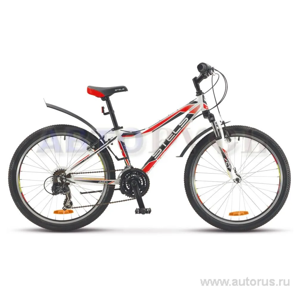 Велосипед 24 подростковый STELS Navigator 420 V (2016) количество скоростей 18 рама алюминий 13 белый/черный/красный
