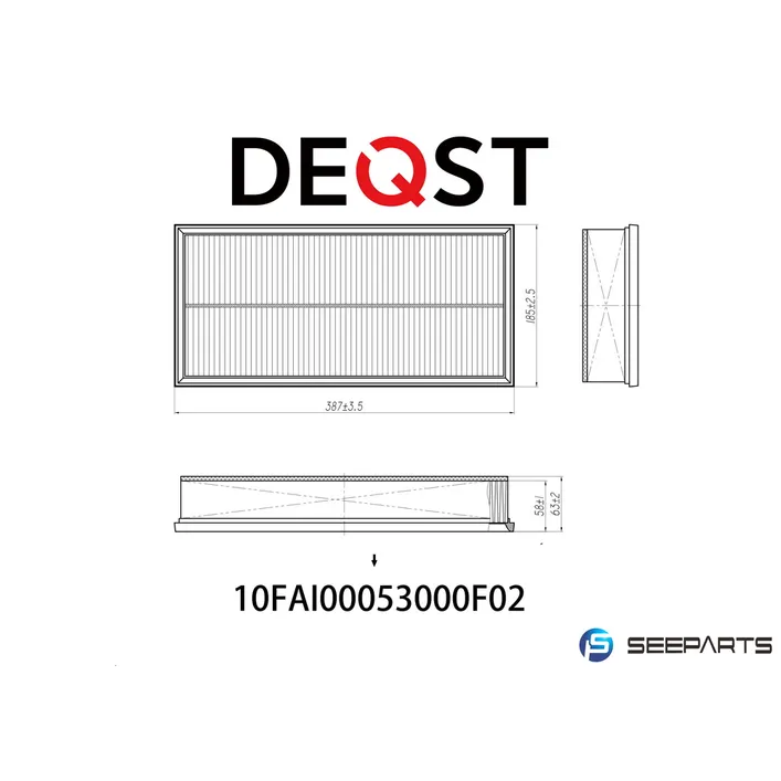 Воздушный фильтр. AUDI Q7 (4L) 03.06-,PORSCHE CAYENNE (955) 09.02-09 DEQST 10FAI00053000