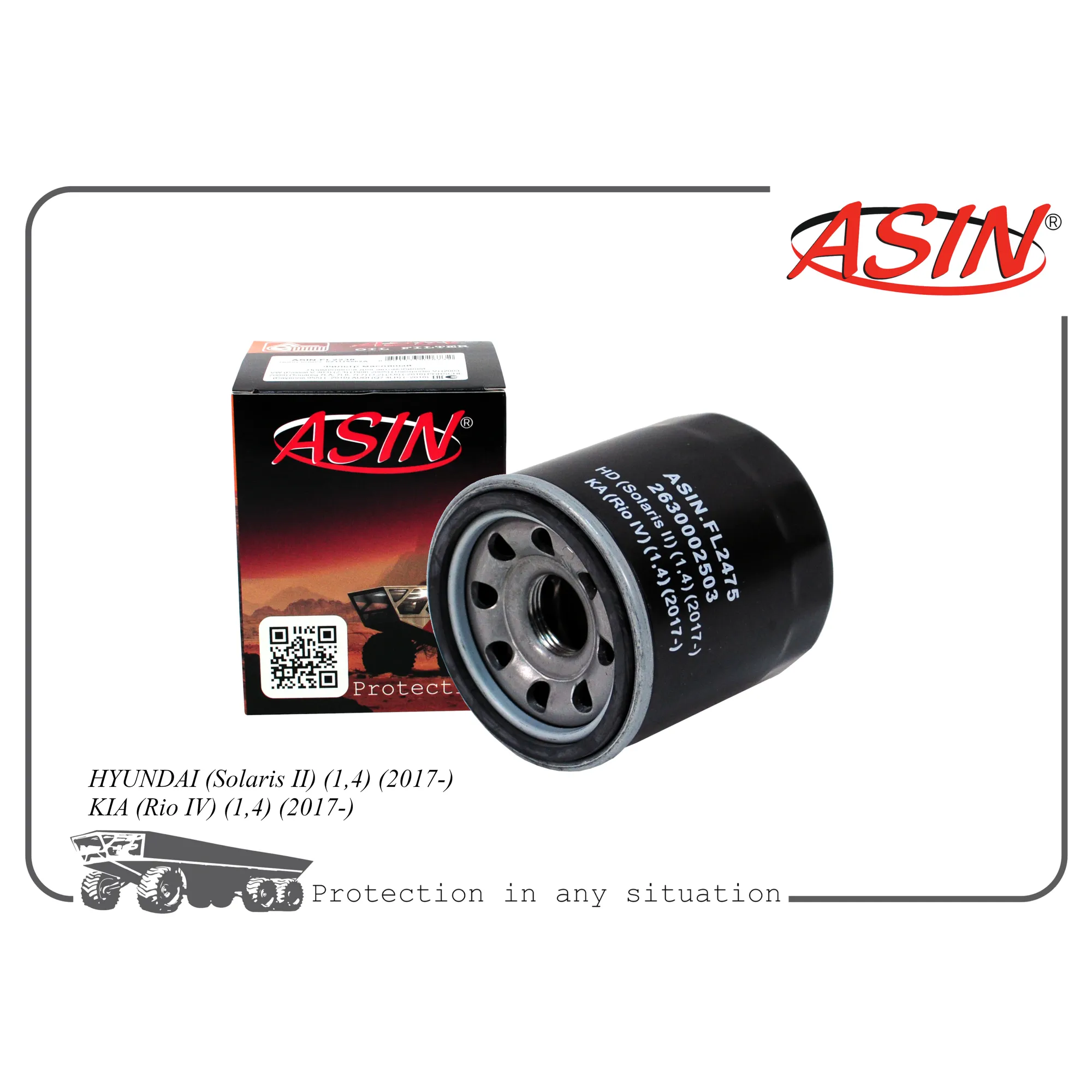 Фильтр масляный 26300-02503/ASIN.FL2475 ASIN ASIN ASINFL2475