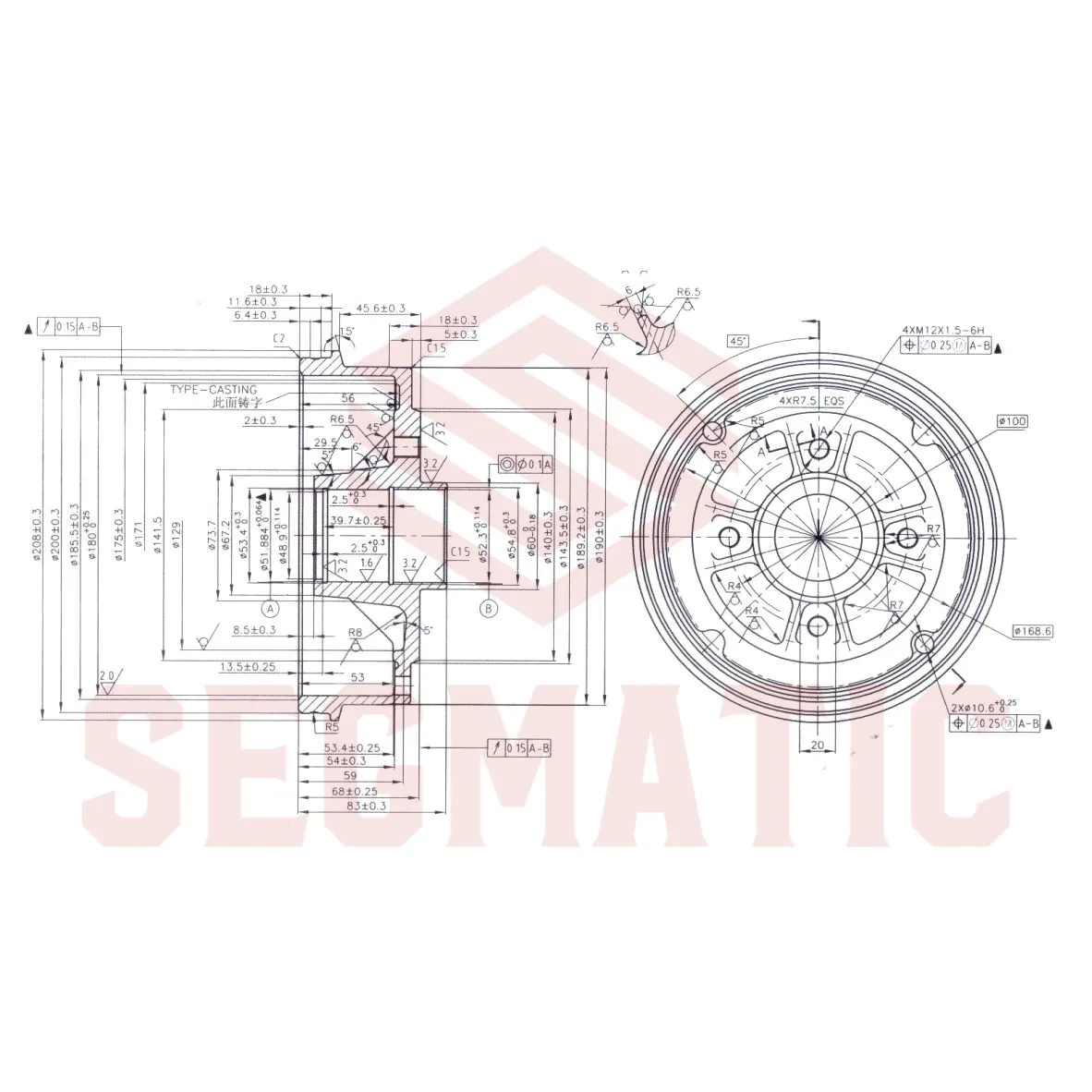 Барабан торм. RENAULT LOGAN/CLIO/MEGANE (d=180mm) SEGMATIC SDB30053011