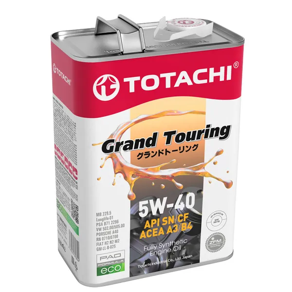 Масло моторное TOTACHI Grand Touring SN 5W-40 синтетическое 4 л 4562374690844