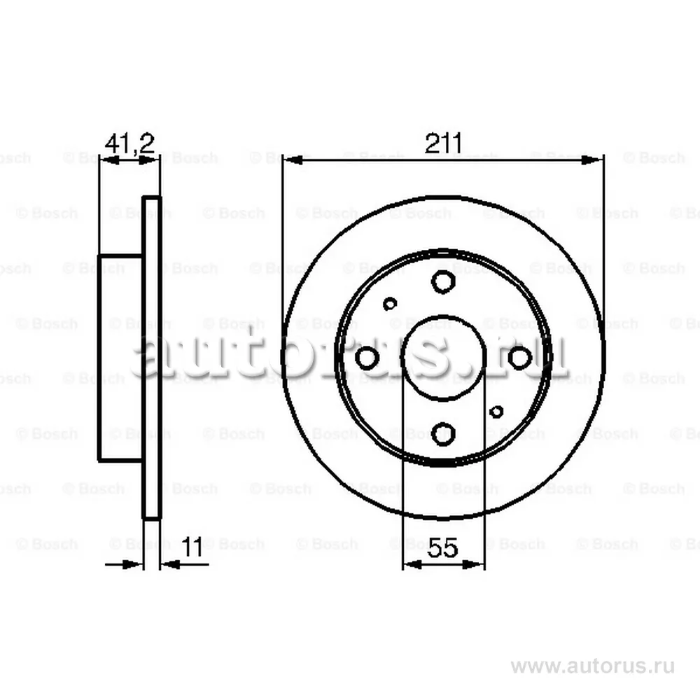 Диск тормозной DAIHATSU CHARADE 03 -, CUORE III 90-95, CUORE VI 98-03, CUORE VII 03 -, CUORE VIII 07 -, TREVIS 06- BOSCH 0986479119