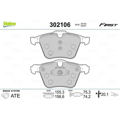 Колодки тормозные перед VALEO 302106