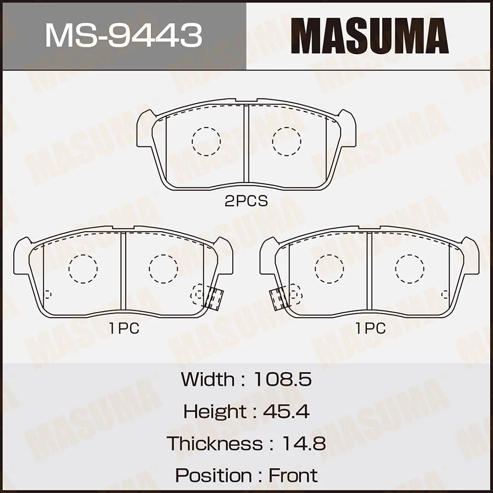 Колодки передние TOYOTA bB MASUMA MS-9443