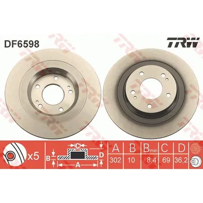 Диск тормозной задний TRW DF6598