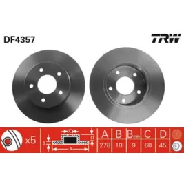 Диск тормозной задний NISSAN PRIMERA P12 TRW DF4357