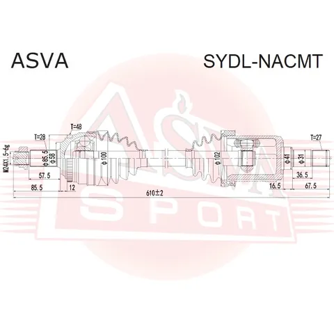 Приводной вал ASVA SYDLNACMT