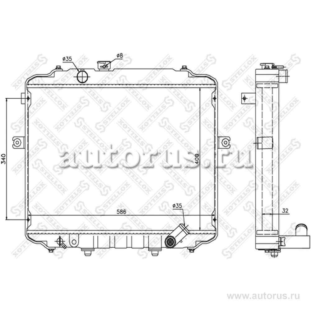Радиатор системы охлаждения Hyundai H100 2.5D 93> STELLOX 10-26607-SX