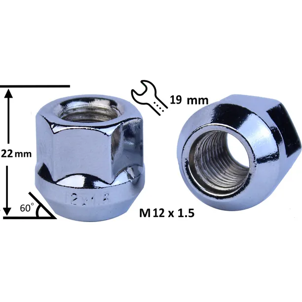 Гайка M12X1,50 22мм Конус, открытая, кл19мм Цинк SDS FPA00015ZX