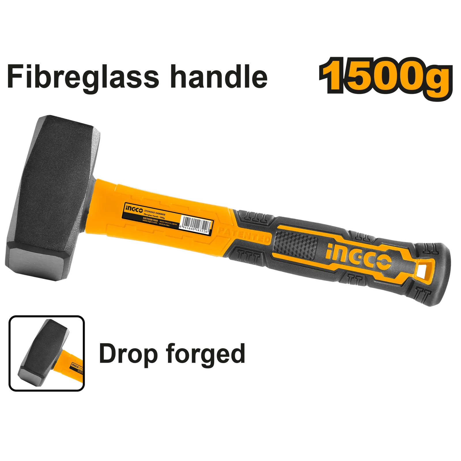 Кувалда 1500 g с фиберглассовой рукояткой INGCO HSTH8803