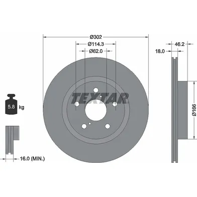 Диск тормозной передний TOYOTA RAV 4 I 94-00 TEXTAR 92093500