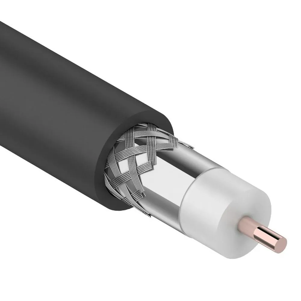 Кабель коаксиальныймагистральный RG-11U, 75Ом, CCS/Al/Al, 83%, 305м, OUTDOOR, черный, , Max Вт REXANT 01-3011