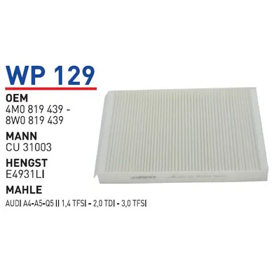 Фильтр салонный AUDI A4(B8)/A5/Q5 II/Q7 II WUNDER FILTER WP129