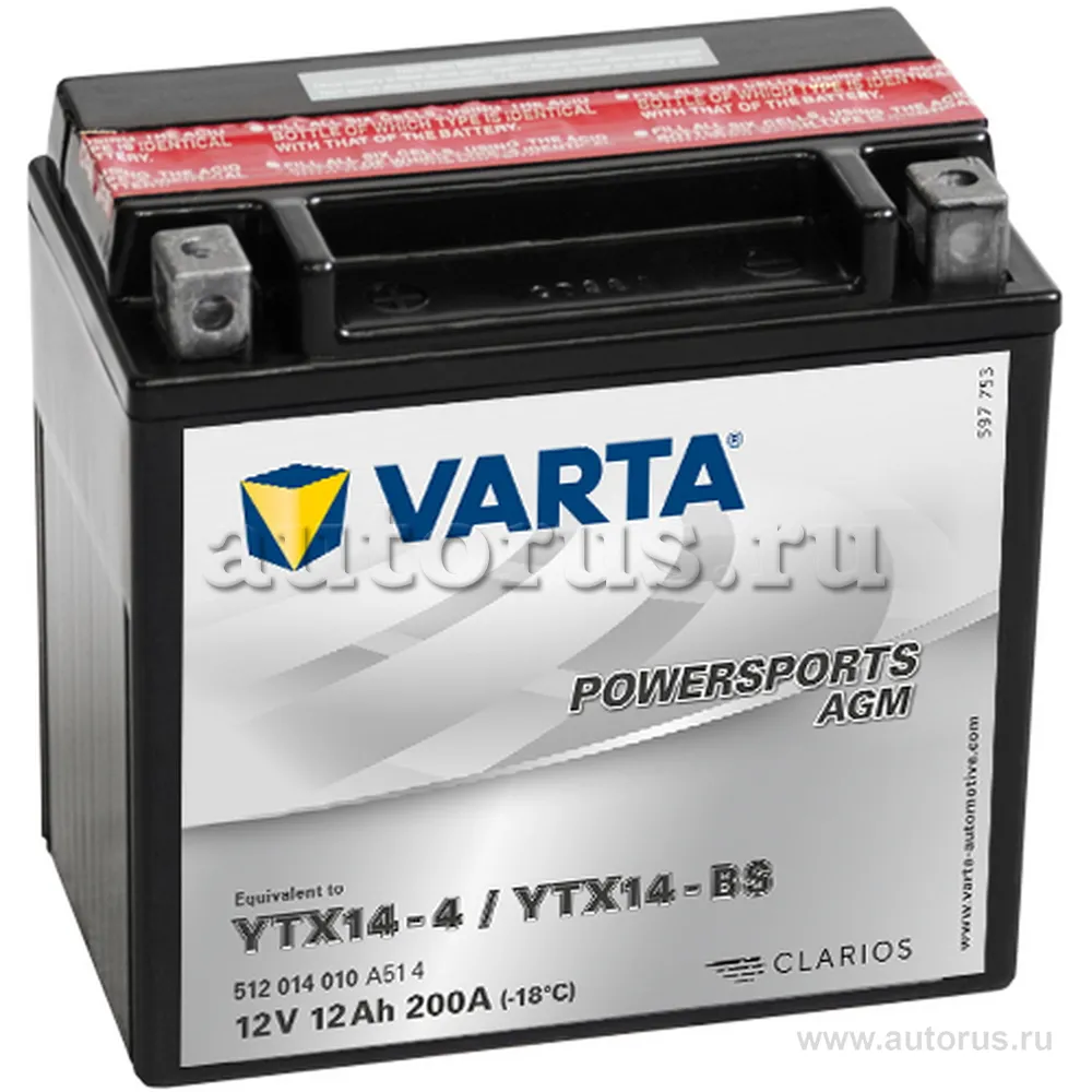 Аккумулятор VARTA POWERSPORTS AGM 12 А/ч прямая L+ 152x88x147 EN200 А