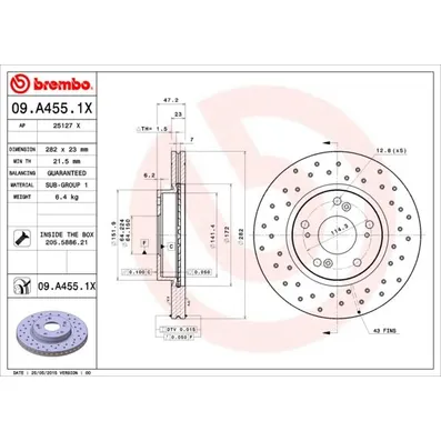 Диск тормозной перфорированный XTRA BREMBO 09A4551X