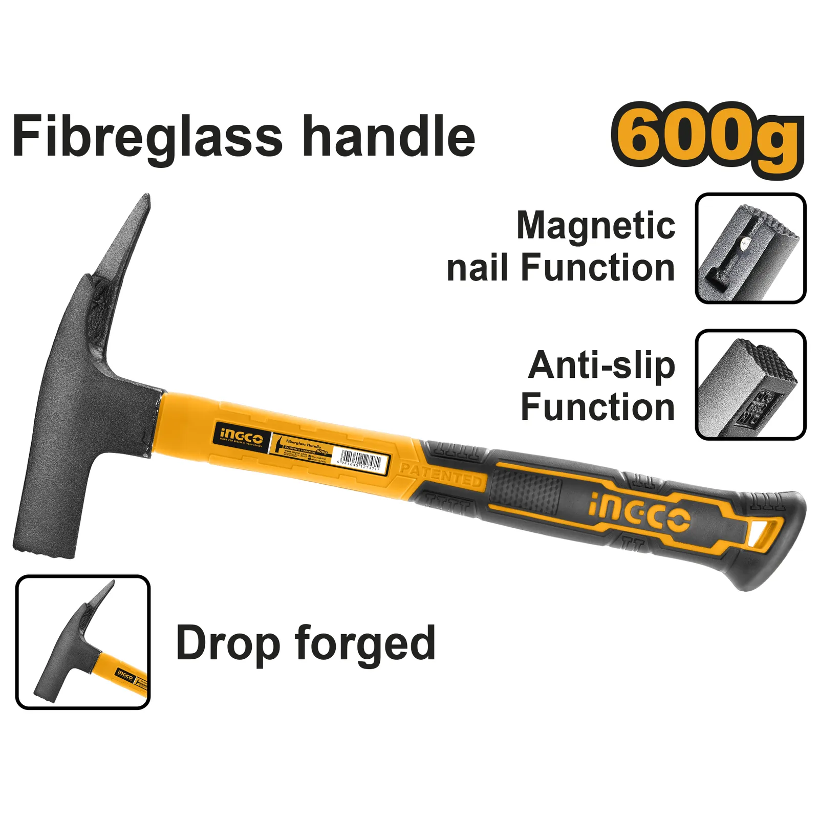 Молоток кровельщика 600 g INGCO HRH60028