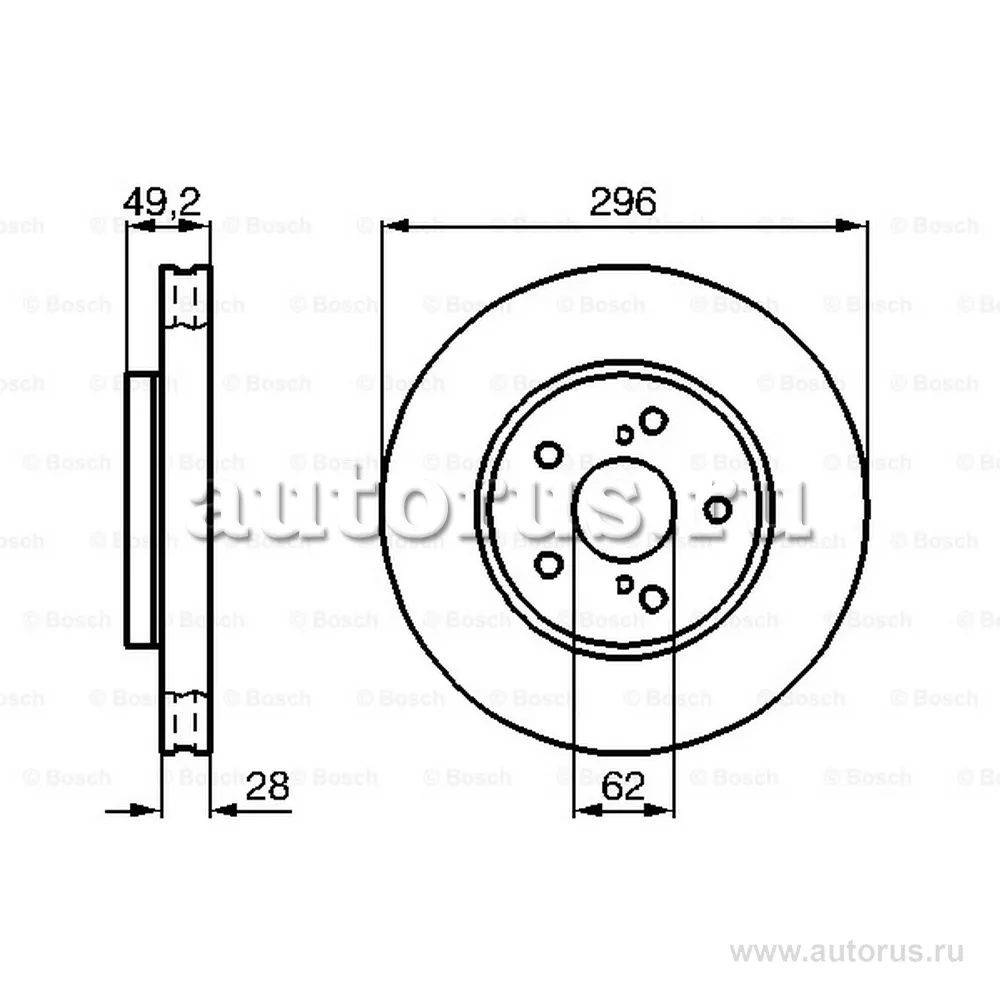 Диск тормозной передний BOSCH 0 986 478 968