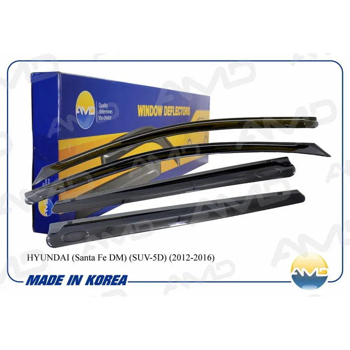Дефлекторы окон Black (к-т 4шт.) (HD Santa Fe 2012-)/ AMD для HYUNDAI (Santa Fe DM) (2012-) AMD.DK171