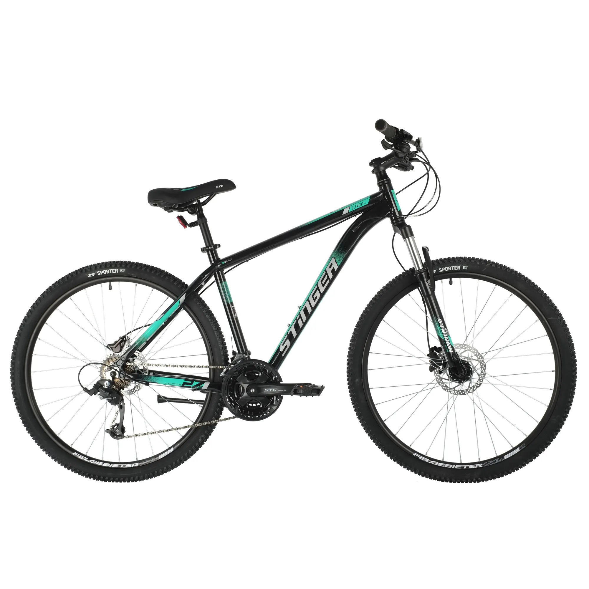 Велосипед 27 горный STINGER Element Pro (2021) количество скоростей 21 рама алюминий 20 черно-зеленый