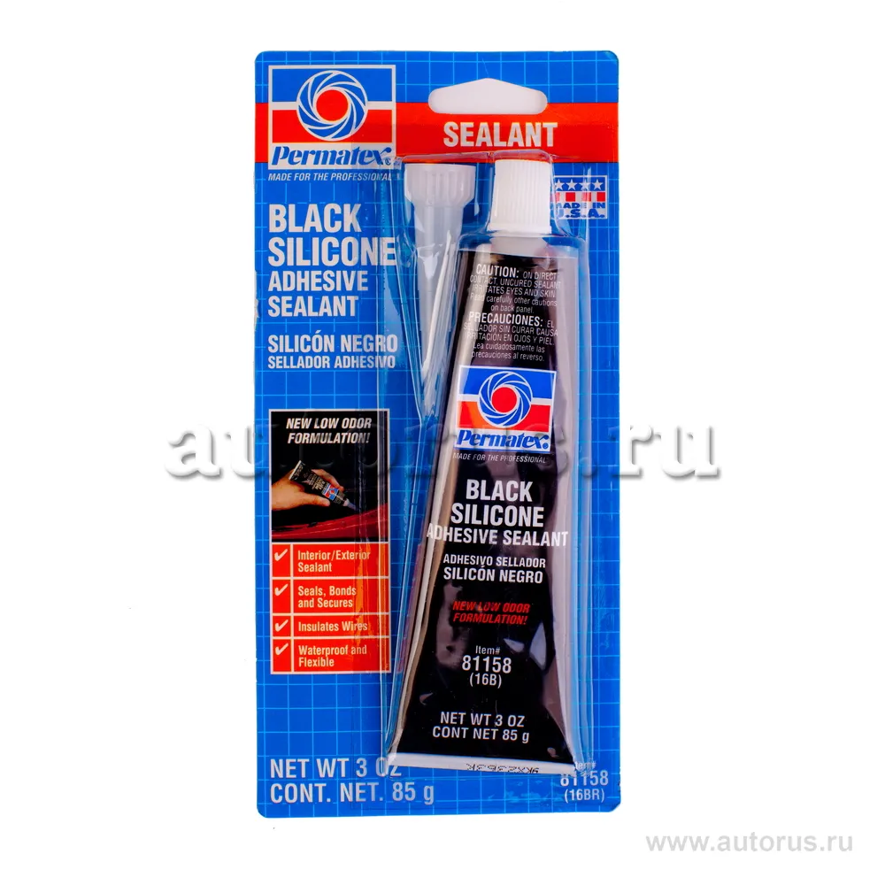 Клейгерметик силиконовый черный 85гр PERMATEX RTV Permatex 81158 Permatex 81158