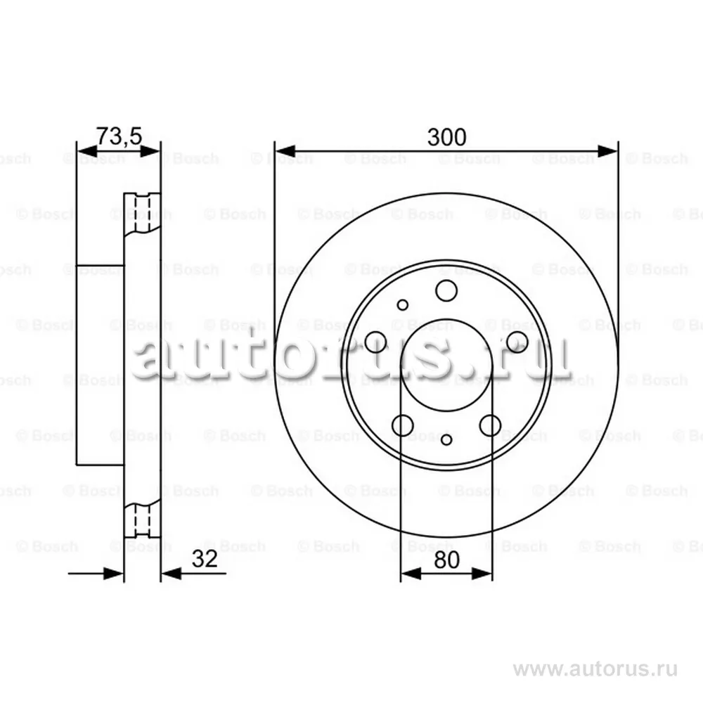 Диск тормозной вентилируемый CITROEN JUMPER 2006 BOSCH 0986479315
