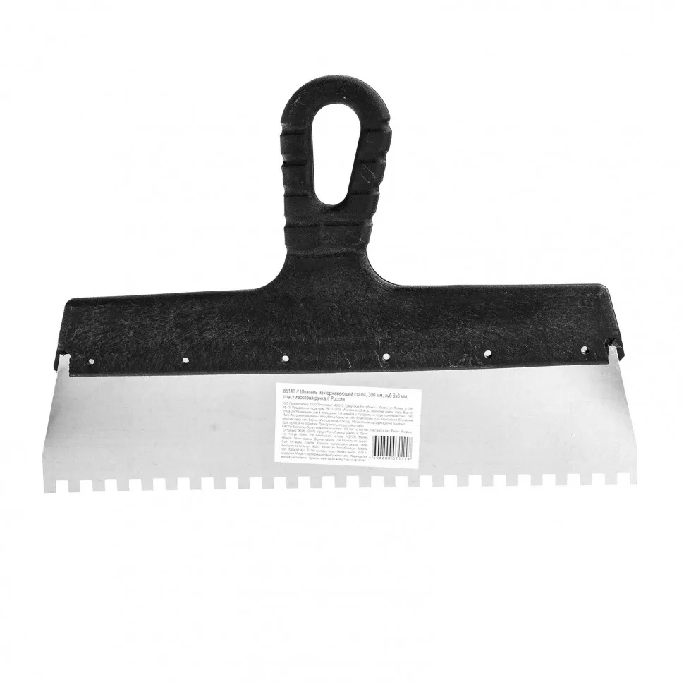 Шпатель из нержавеющей стали, 300 мм, зуб 6х6 мм, пластмассовая ручка Sparta SPARTA 85140