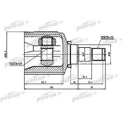 ШРУС внутренний 22x38x29 CHEVROLET LACETTI/OPTRA (J200) PATRON PCV1774