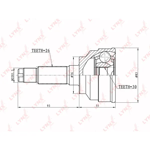 Шрус наружный LYNXauto CO-5114