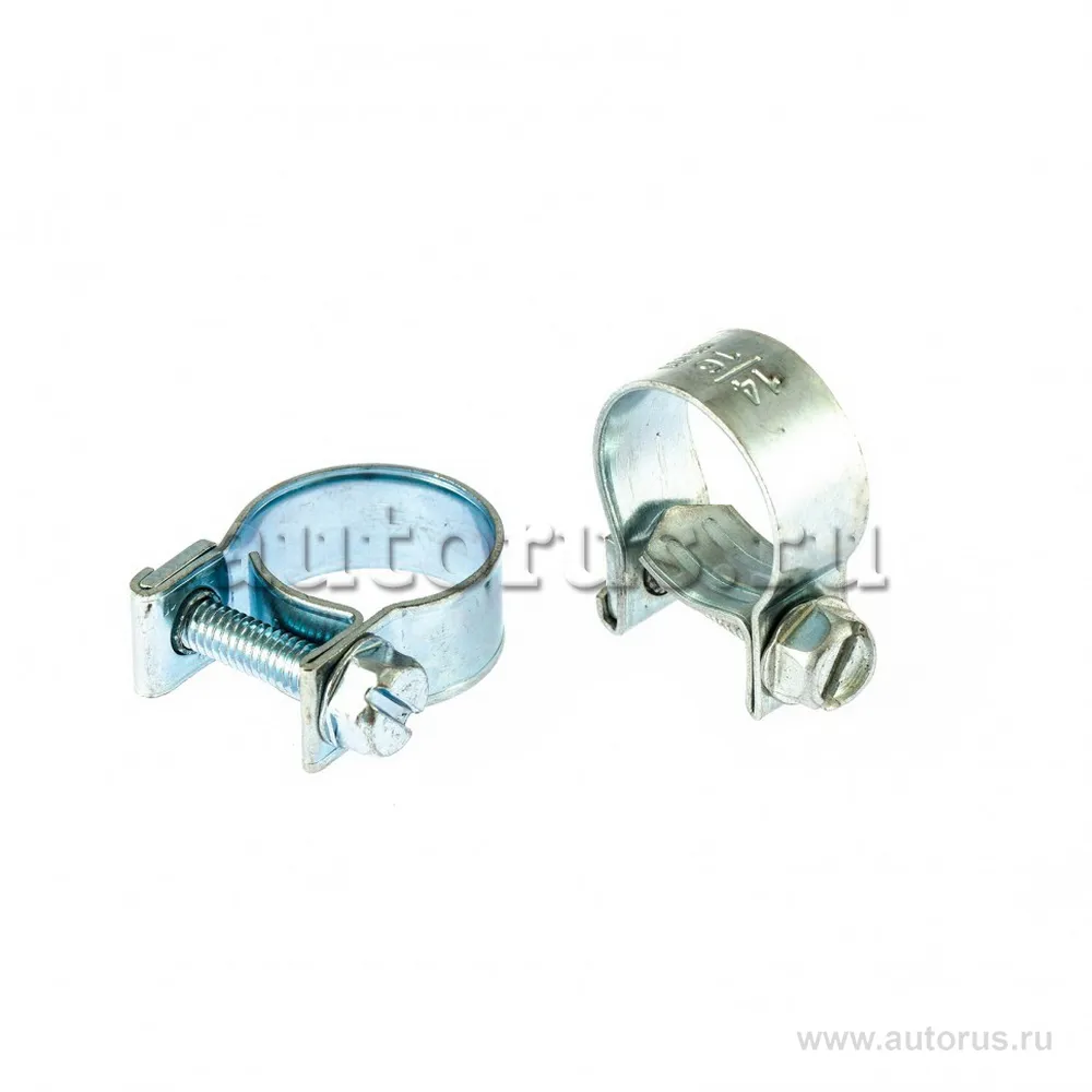 Хомуты металлические, MINI 14-16 мм, ширина 9 мм, винтовой, W1, 2 шт СИБРТЕХ 47505