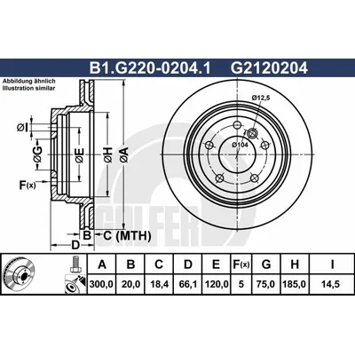 Диск тормозной задний 300X20 5 отверстий GALFER B1G22002041