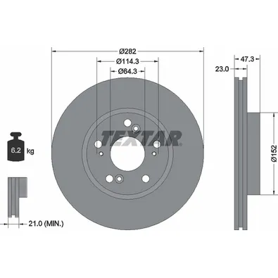 Диск тормозной передний стандартный HONDA/HONDA (DONGFENG) TEXTAR 92128400