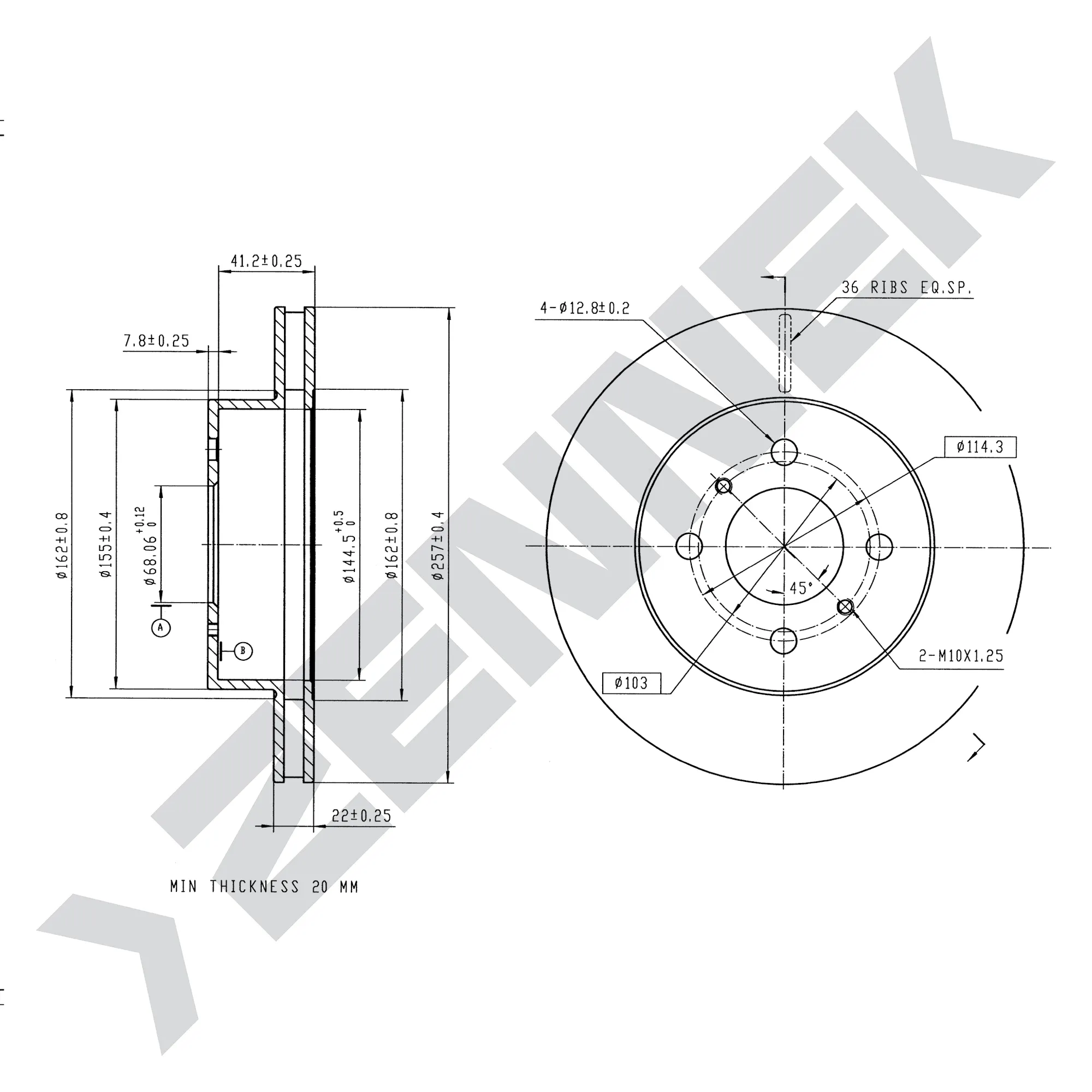 Диск тормозной передний NISSAN PRIMERA 90-98, 240SX 88-01 (2 шт) ZENNEK DBD0082