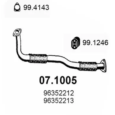 Глушитель (труба приемная) DAEWOO LANOS 1.4/1.6L ASSO 07.1005