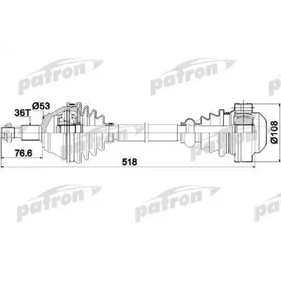 Полуось передняя левая 36x520x53 SEAT: LEON 99-, TOLEDO II PATRON PDS0189